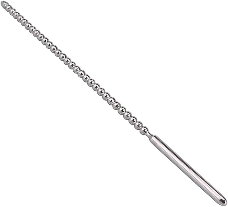 Premium Long Stainless Steel Urethral Screw Plug – Straight Beaded Dilator Sound Rod for Advanced Dilation & Sensory Play | Medical-Grade Smooth Tapered Handle | Unisex Use