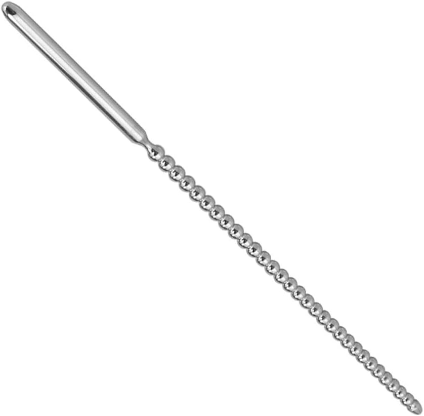 Premium Long Stainless Steel Urethral Screw Plug – Straight Beaded Dilator Sound Rod for Advanced Dilation & Sensory Play | Medical-Grade Smooth Tapered Handle | Unisex Use