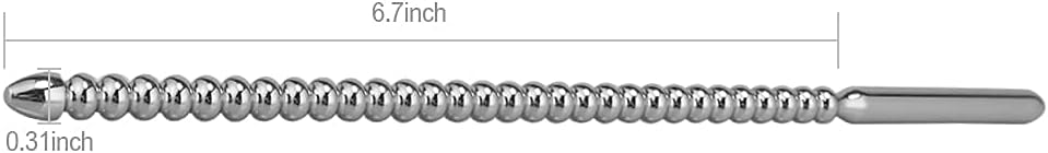 Premium Long Stainless Steel Urethral Screw Plug – Straight Beaded Dilator Sound Rod for Advanced Dilation & Sensory Play | Medical-Grade Smooth Tapered Handle | Unisex Use