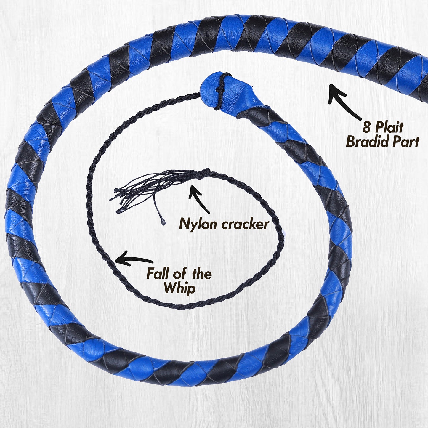 8 Strand Leather Bullwhip | Hand-Braided Design, Durable Handle, Precision Cracking Whip for Training, Performance & Costume Use