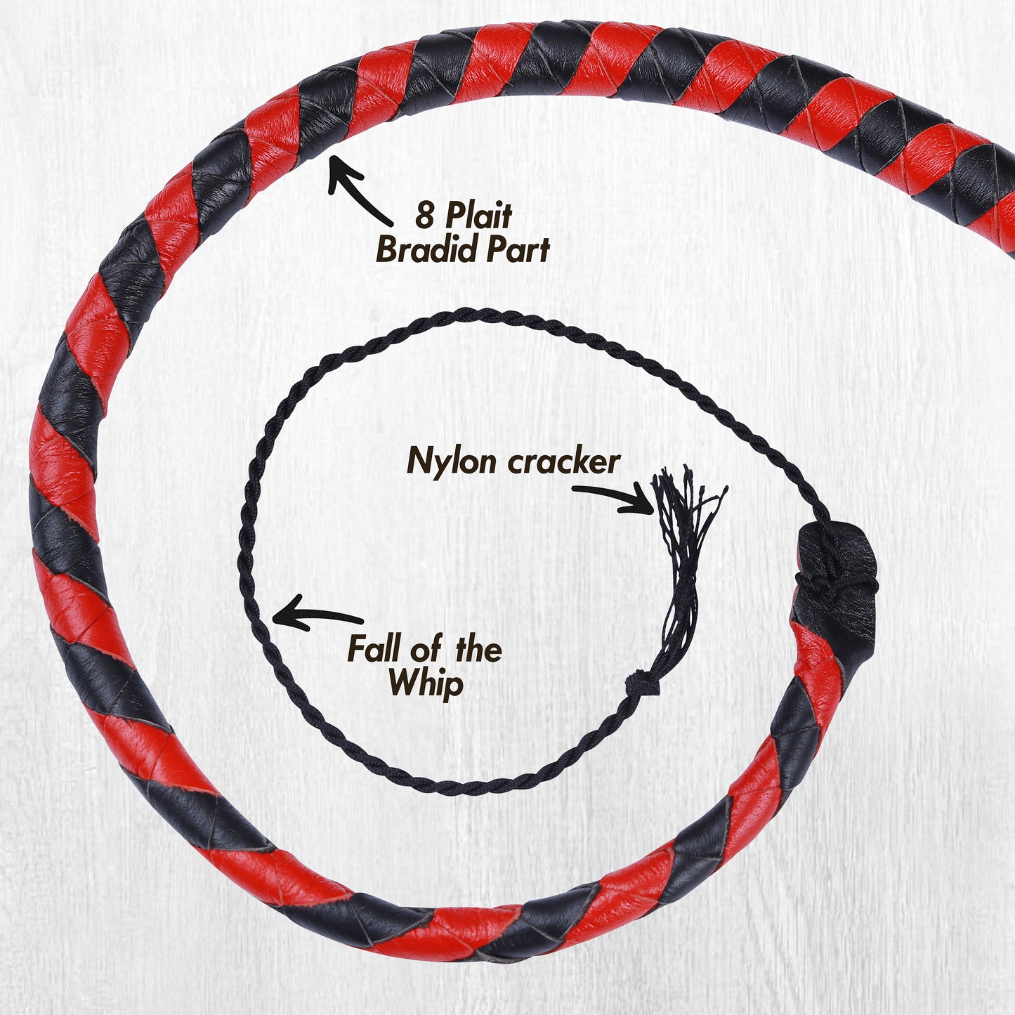 8 Strand Leather Bullwhip | Hand-Braided Design, Durable Handle, Precision Cracking Whip for Training, Performance & Costume Use
