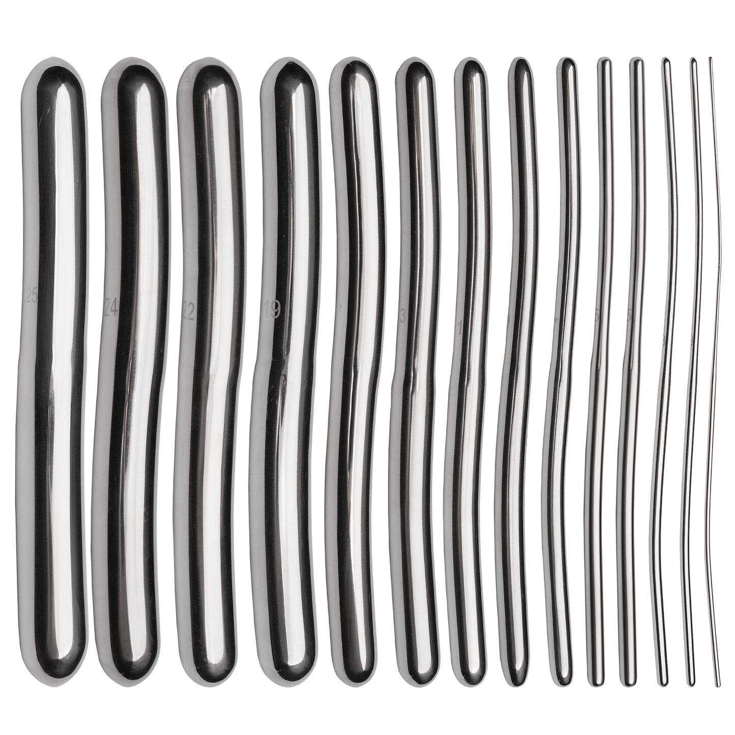 Stainless Steel Medical Dilator Set 14 Sizes | Smooth Polished Finish, Reusable Examination Instrument Kit with Case