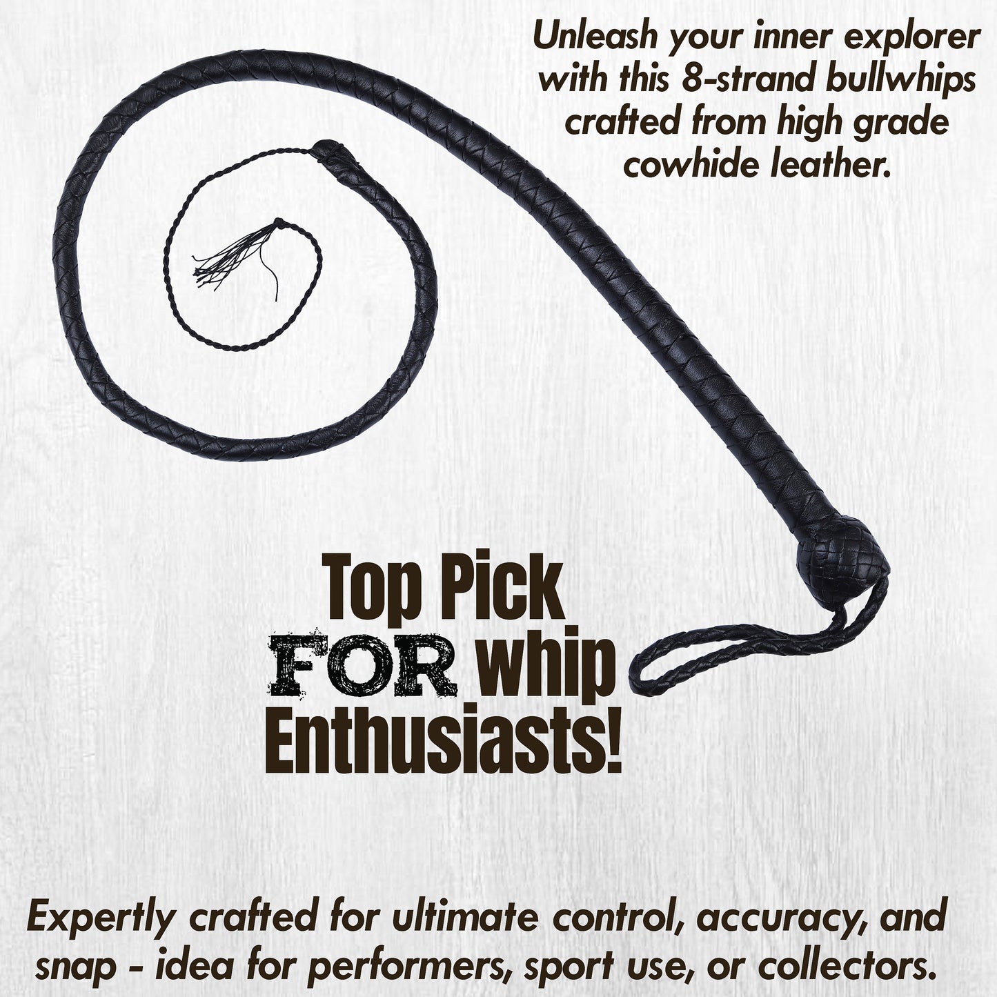 Strand Leather Bullwhip | Hand-Braided Design, Durable Handle, Precision Cracking Whip for Training, Performance & Costume Use (Copy)