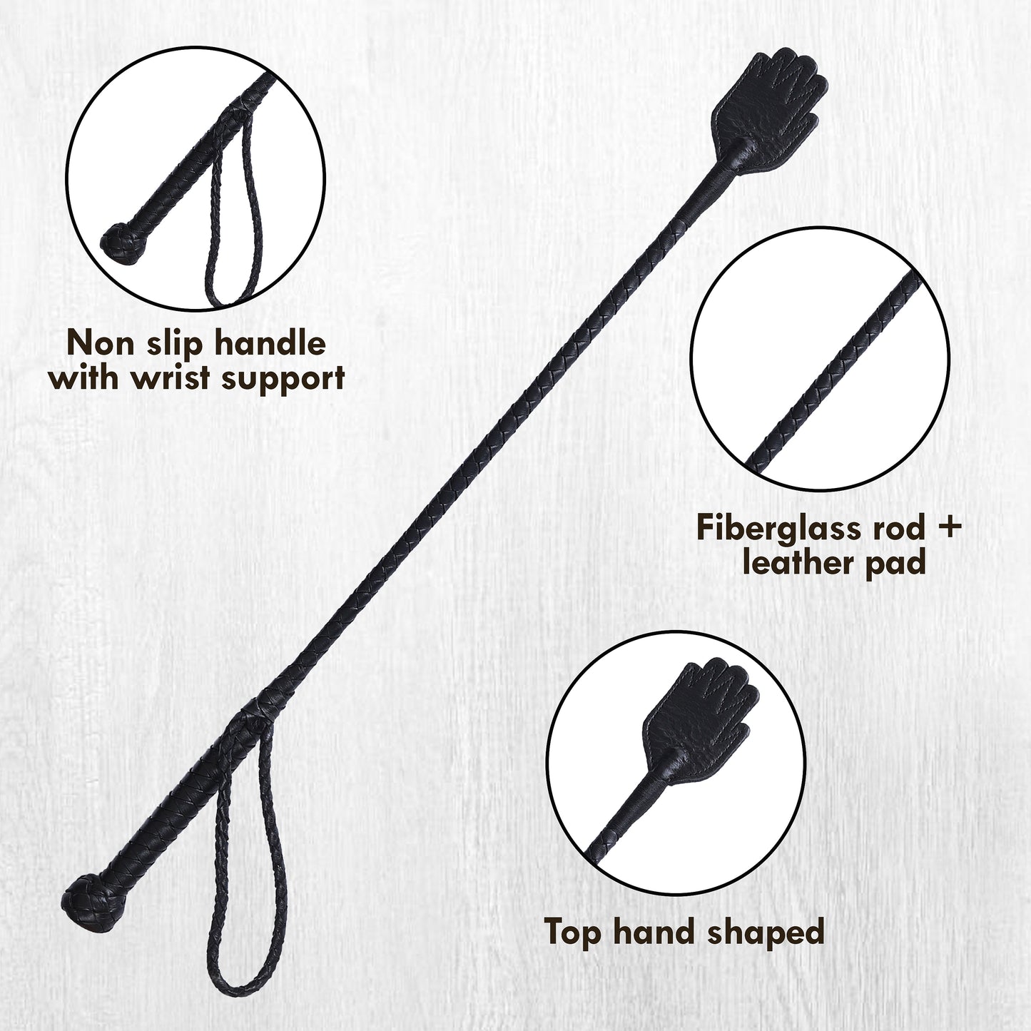 Leather Hand Whip | Durable Braided Design, Comfortable Grip, Flexible Whip for Training, Performance & Costume Use