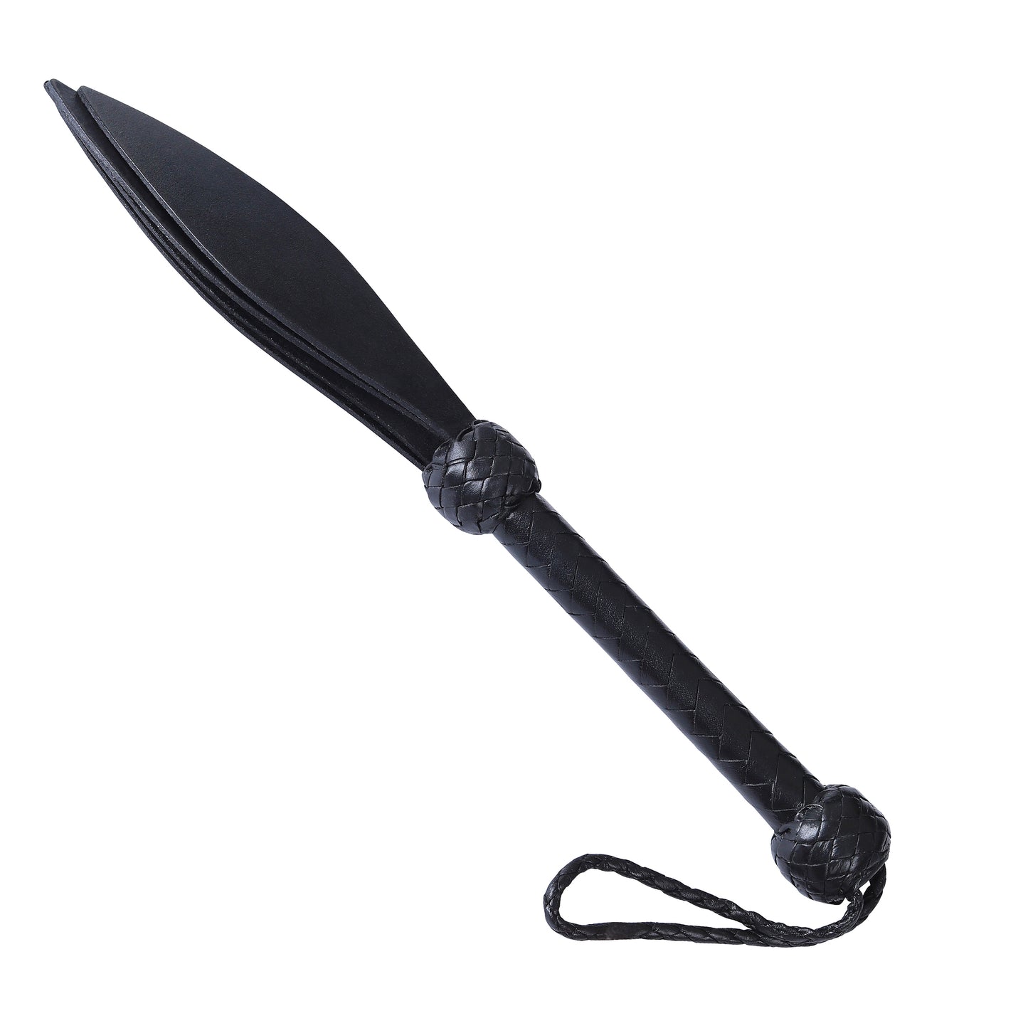 Rouge Black Leather 4 Strap Whip | Durable Multi-Tail Design, Comfortable Handle, Lightweight Impact Play & Costume Accessory