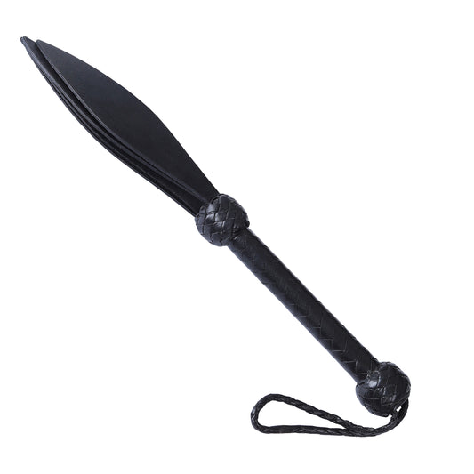 Rouge Black Leather 4 Strap Whip | Durable Multi-Tail Design, Comfortable Handle, Lightweight Impact Play & Costume Accessory
