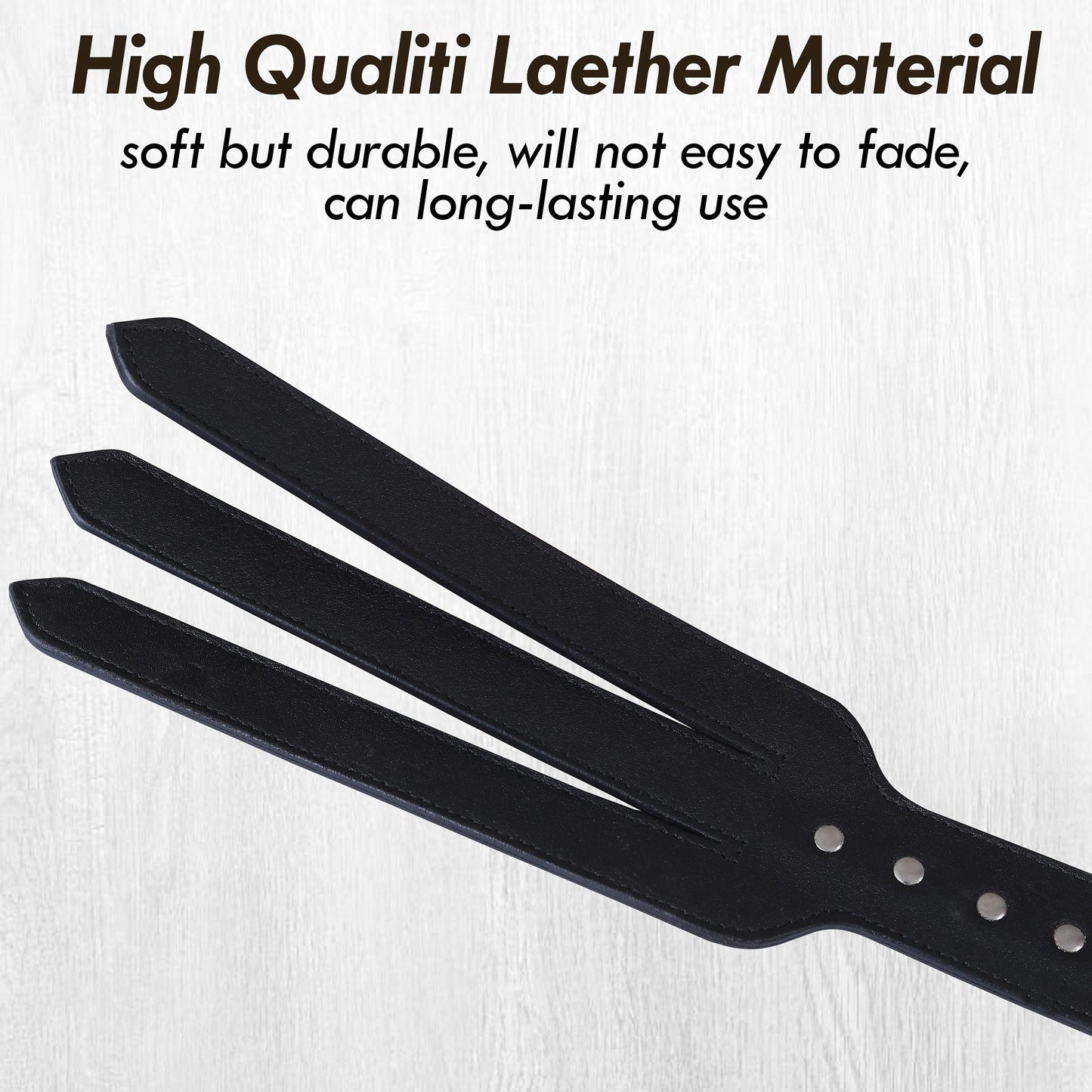 Rouge Black Leather 4 Strap Whip | Durable Multi-Tail Design, Comfortable Handle, Lightweight Impact Play & Costume Accessory (Copy)