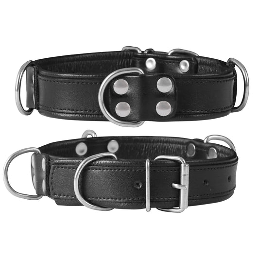 Premium Leather Dog Collar Red & Black | Adjustable Buckle, Strong D-Rings, Rivet Design, Comfortable Fit, Durable Pet Training & Walking Accessory (Copy)