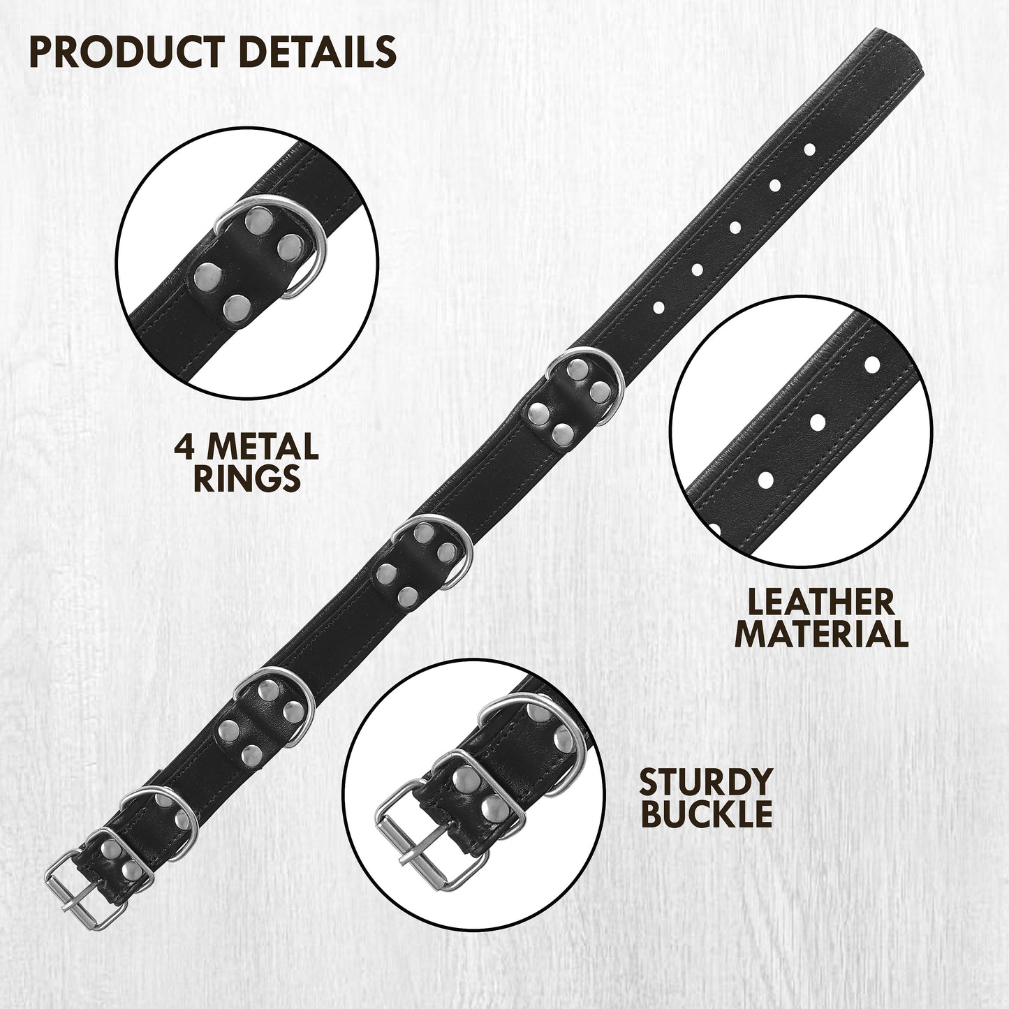 Premium Leather Dog Collar Red & Black | Adjustable Buckle, Strong D-Rings, Rivet Design, Comfortable Fit, Durable Pet Training & Walking Accessory (Copy)