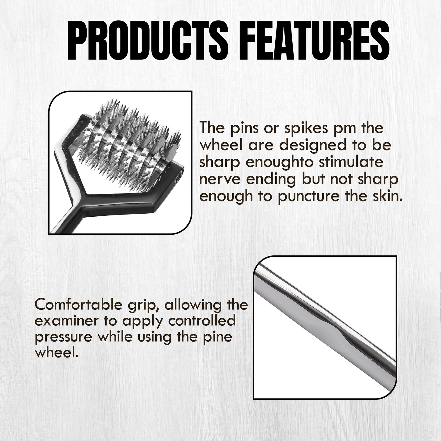 Wartenberg Neuro Pinwheel Stainless Steel Nerve Tester | Medical Diagnostic Sensory Examination Tool for Neurology, Therapy & Training