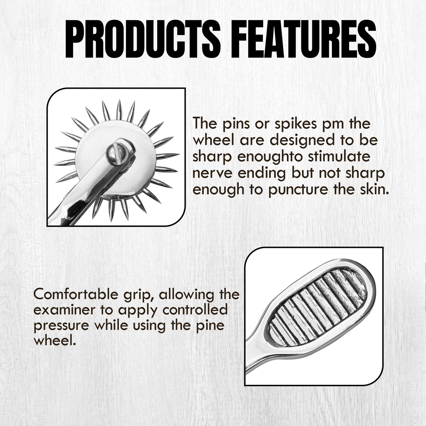 Wartenberg Neuro Pinwheel Stainless Steel Nerve Tester | Medical Diagnostic Sensory Examination Tool for Neurology, Therapy & Training