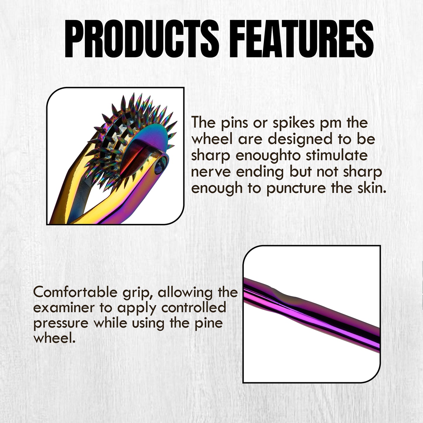 Wartenberg Neuro Pinwheel  Head Rainbow Stainless Steel Nerve Tester | Medical Diagnostic Sensory Examination Tool for Therapy and Training