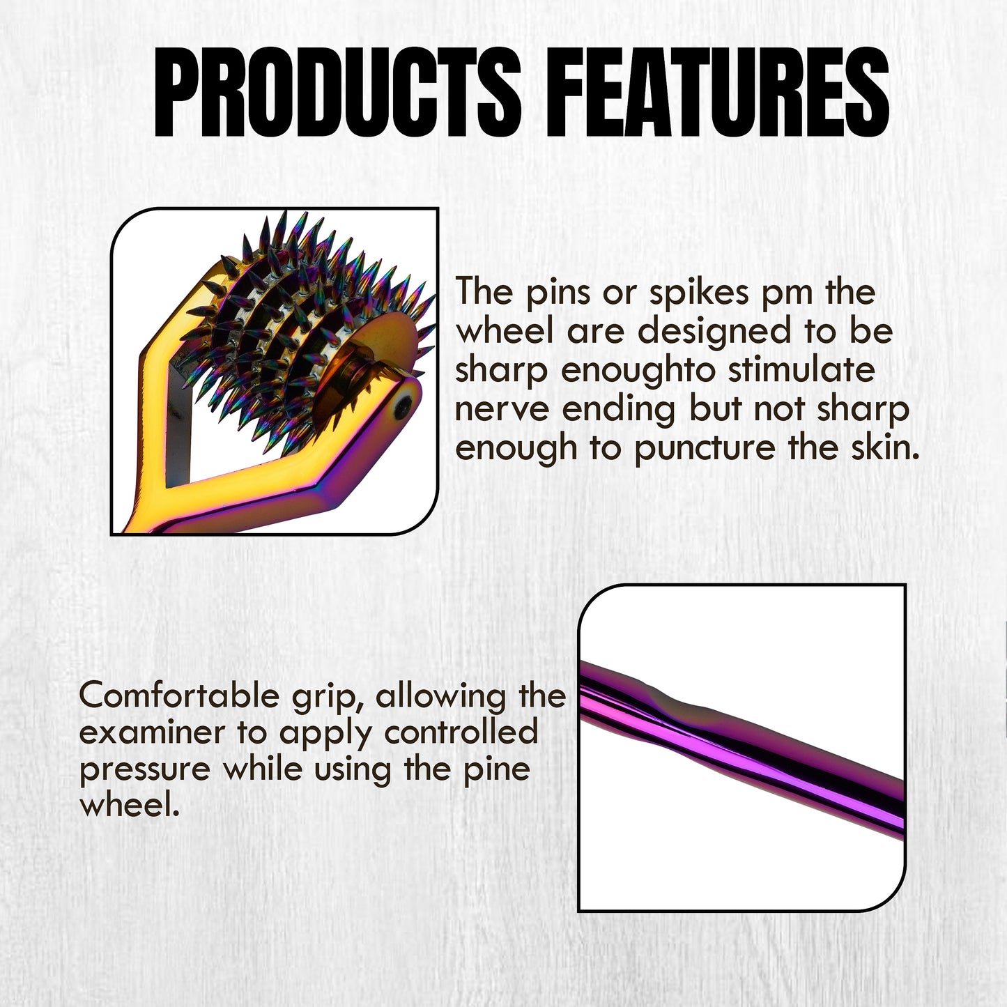 Wartenberg Neuro Pinwheel 4 Head Rainbow Stainless Steel Nerve Tester | Medical Diagnostic Sensory Examination Tool for Therapy and Training