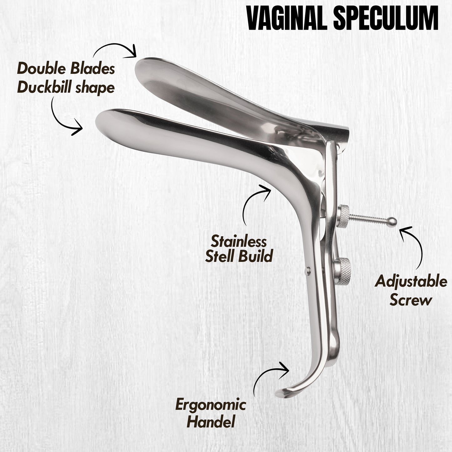 Stainless Steel Vaginal Speculum | Adjustable Duckbill Design, Reusable Medical Examination Instrument