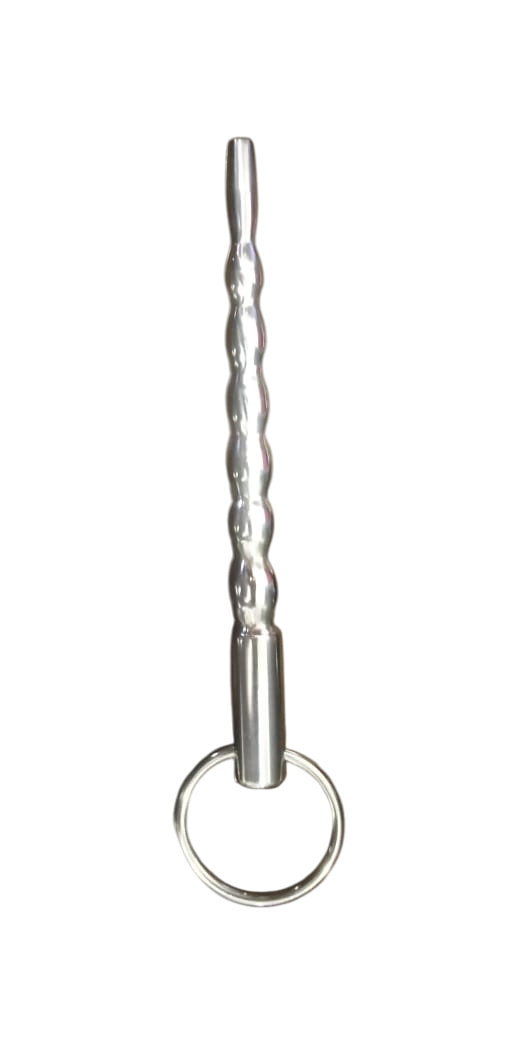 Beaded Stainless Steel Urethral Sound with Ring Handle – 316L Surgical Steel, Smooth Polished Rod for Urethral Play or Dilation – Safe, Hygienic, Body-Safe Metal Sounding Tool