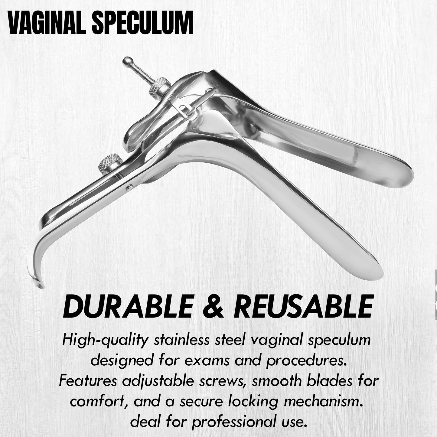 Stainless Steel Vaginal Speculum | Adjustable Duckbill Design, Reusable Medical Examination Instrument