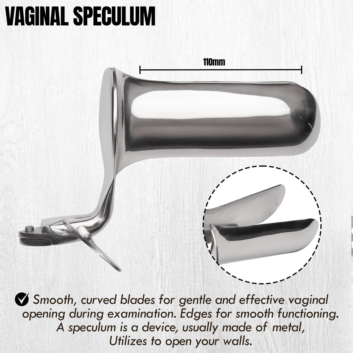 Stainless Steel Vaginal Speculum | Adjustable Duckbill Design, Reusable Medical Examination Instrument