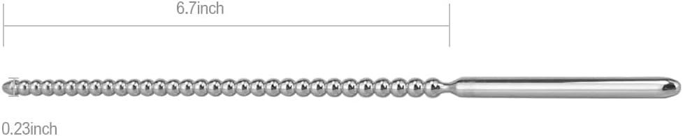 Premium Long Stainless Steel Urethral Screw Plug – Straight Beaded Dilator Sound Rod for Advanced Dilation &amp; Sensory Play | Medical-Grade Smooth Tapered Handle | Unisex Use