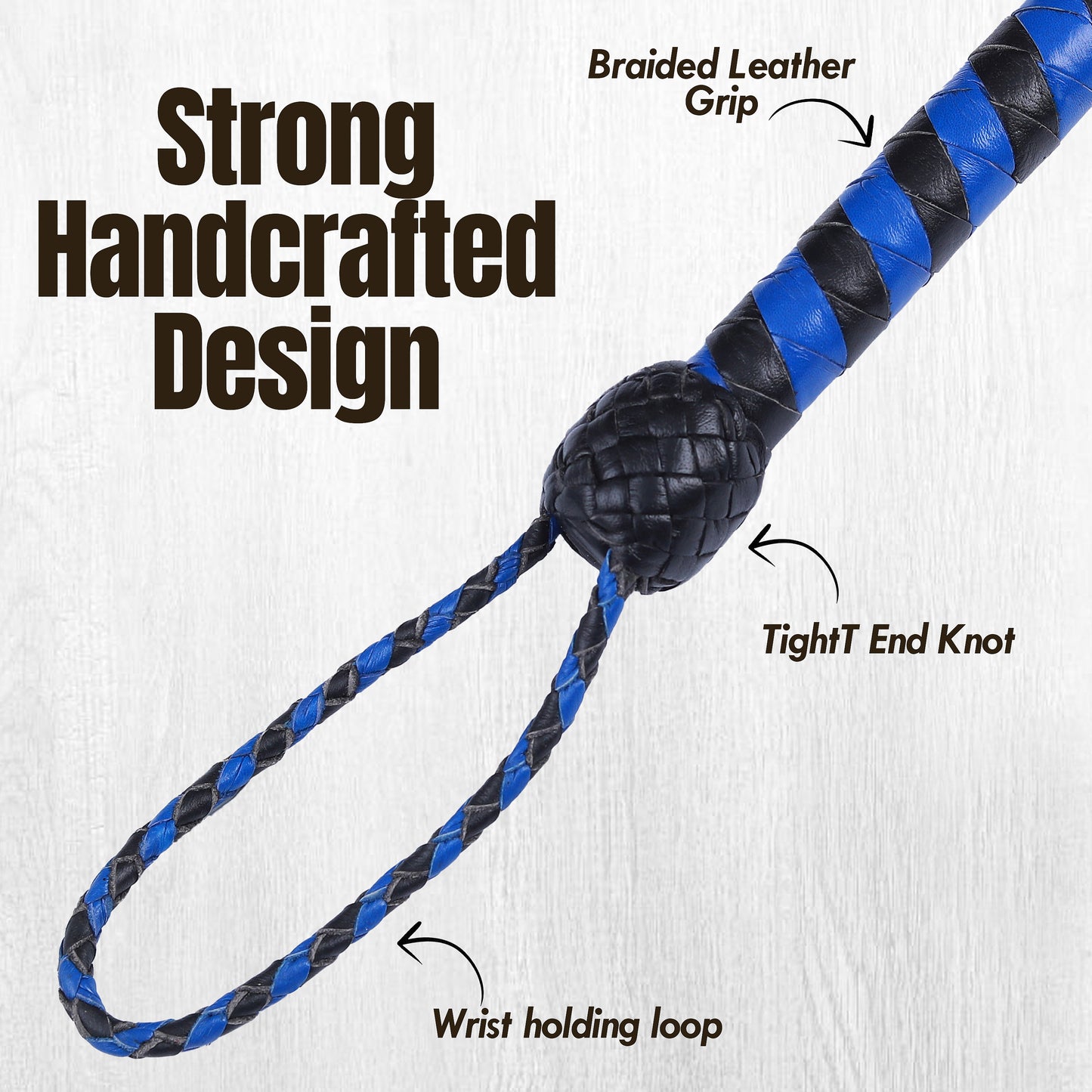 8 Strand Leather Bullwhip | Hand-Braided Design, Durable Handle, Precision Cracking Whip for Training, Performance & Costume Use