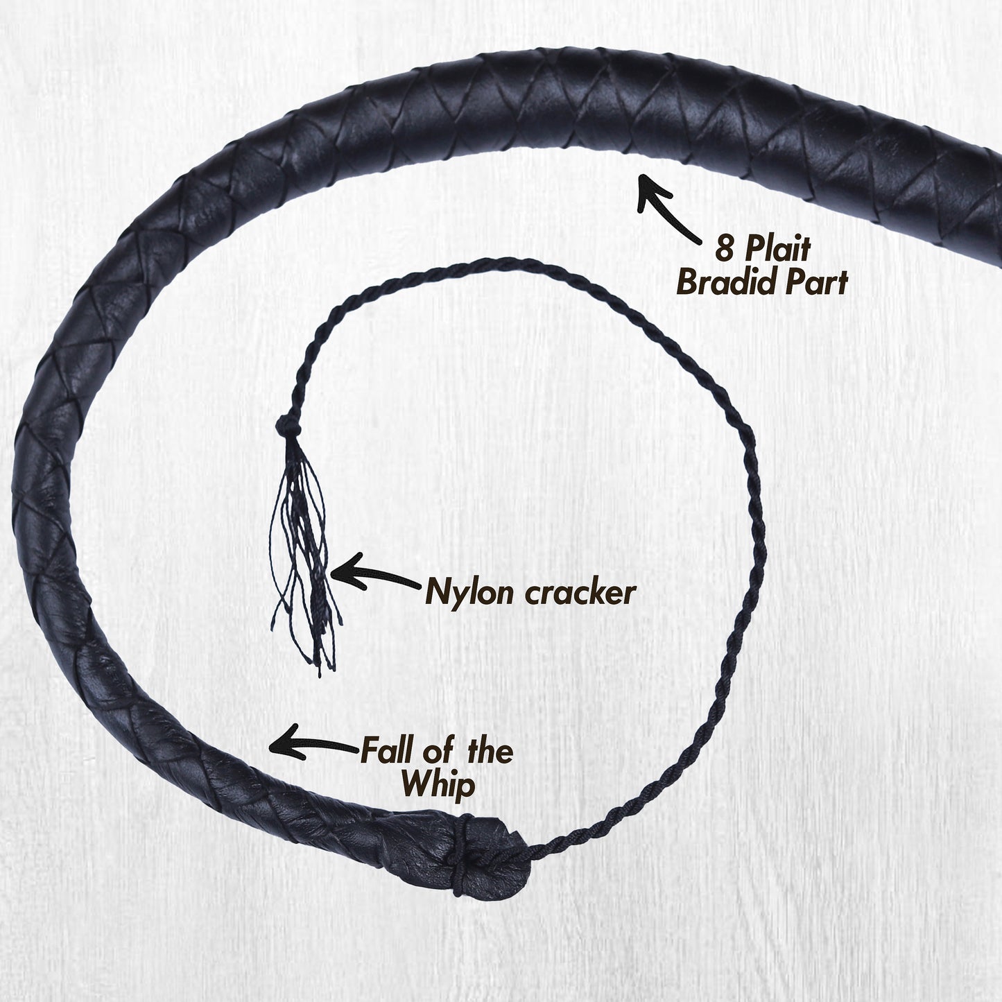 8 Strand Leather Bullwhip | Hand-Braided Design, Durable Handle, Precision Cracking Whip for Training, Performance & Costume Use