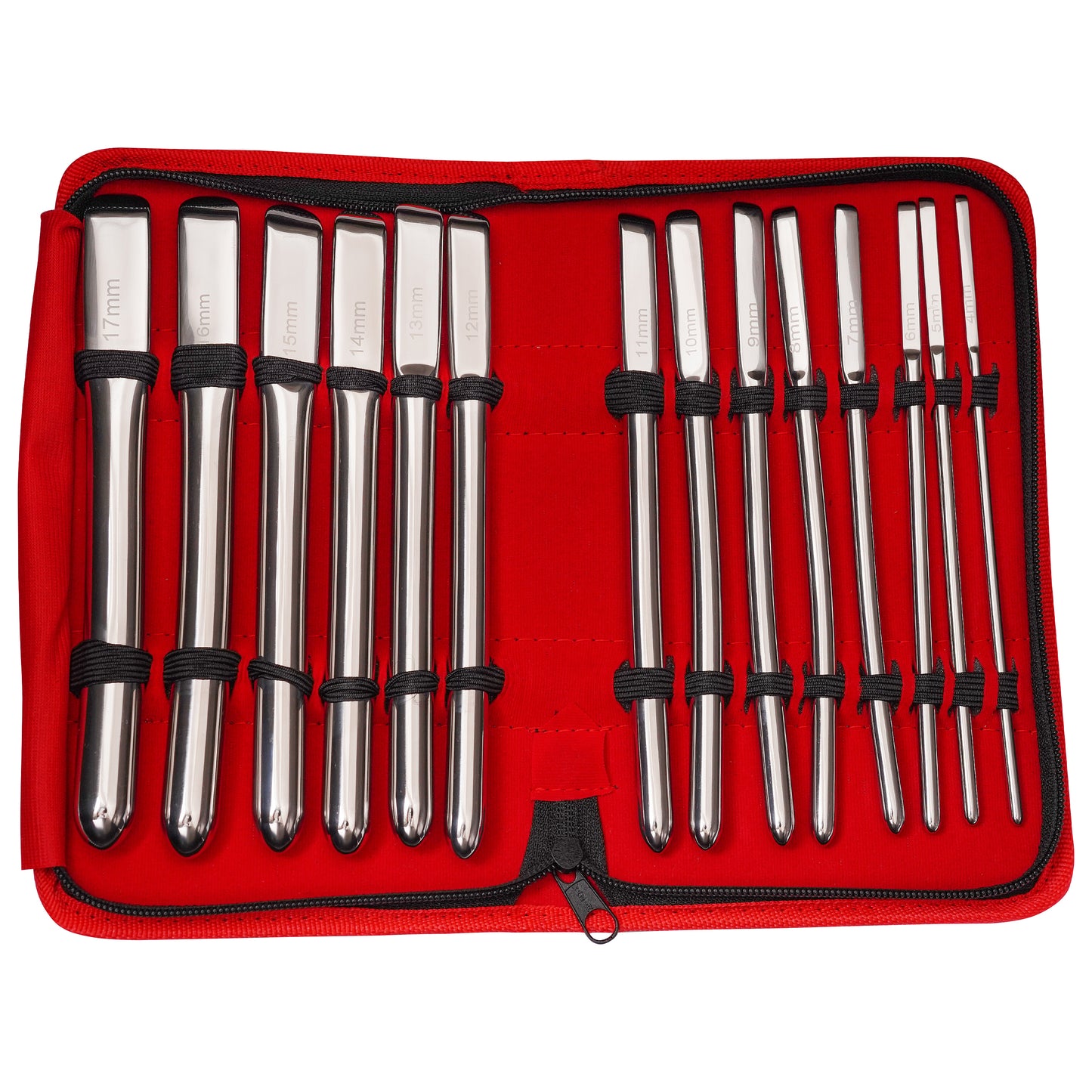 Stainless Steel Medical Dilator Set 14 Sizes | Smooth Polished Finish, Reusable Examination Instrument Kit with Case