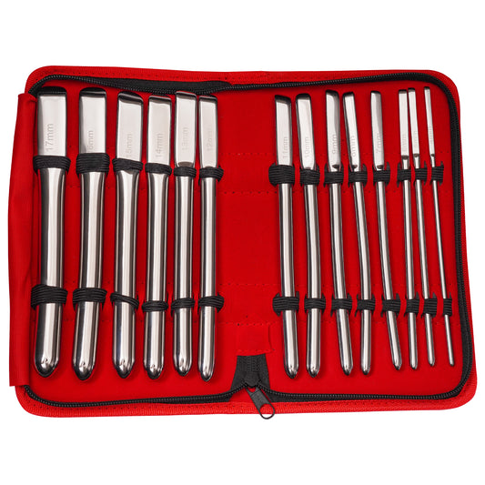 Stainless Steel Medical Dilator Set 14 Sizes | Smooth Polished Finish, Reusable Examination Instrument Kit with Case