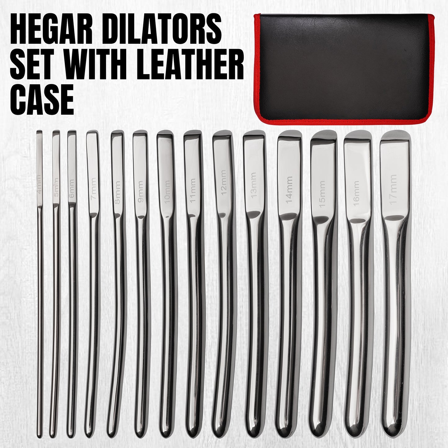 Stainless Steel Medical Dilator Set 14 Sizes | Smooth Polished Finish, Reusable Examination Instrument Kit with Case