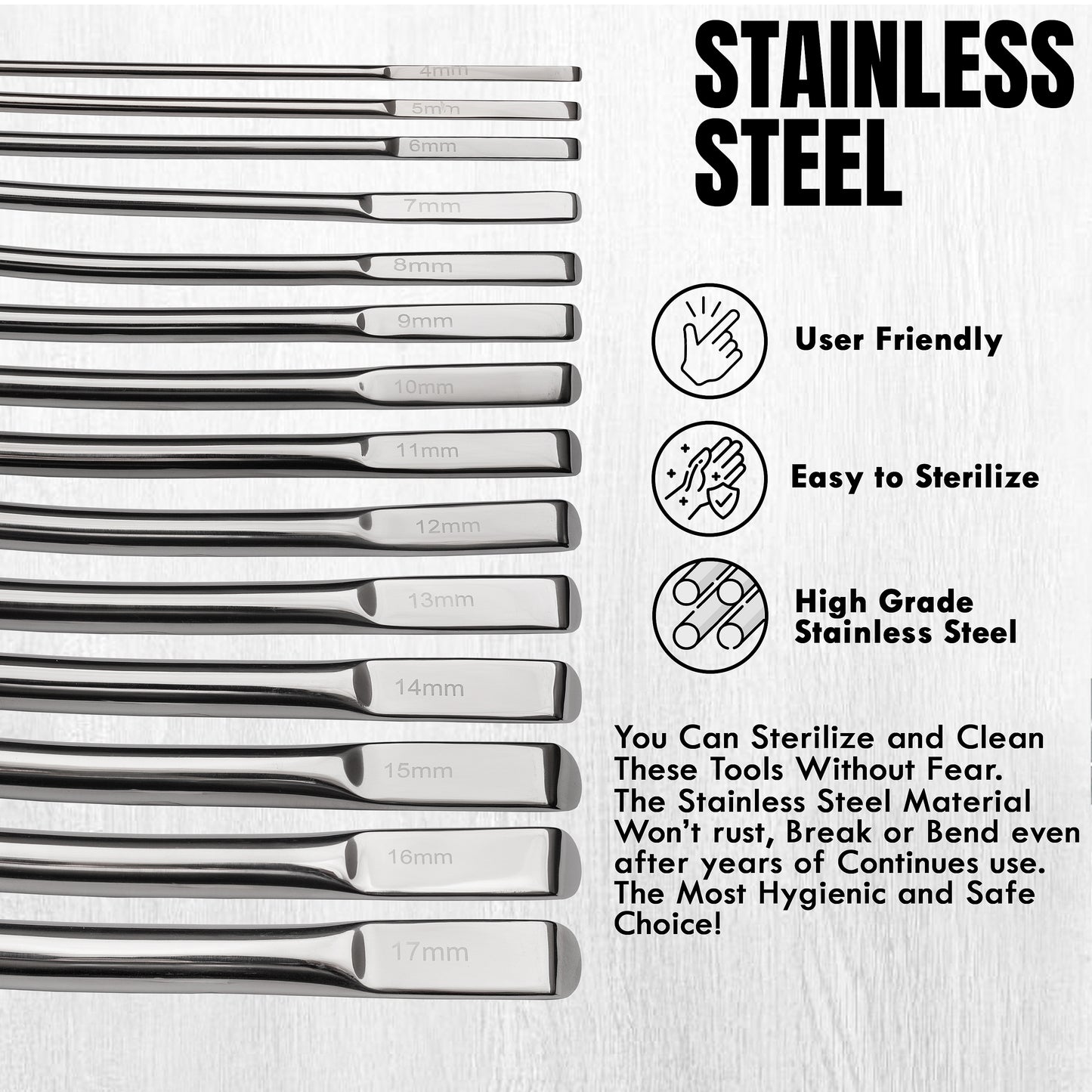 Stainless Steel Medical Dilator Set 14 Sizes | Smooth Polished Finish, Reusable Examination Instrument Kit with Case