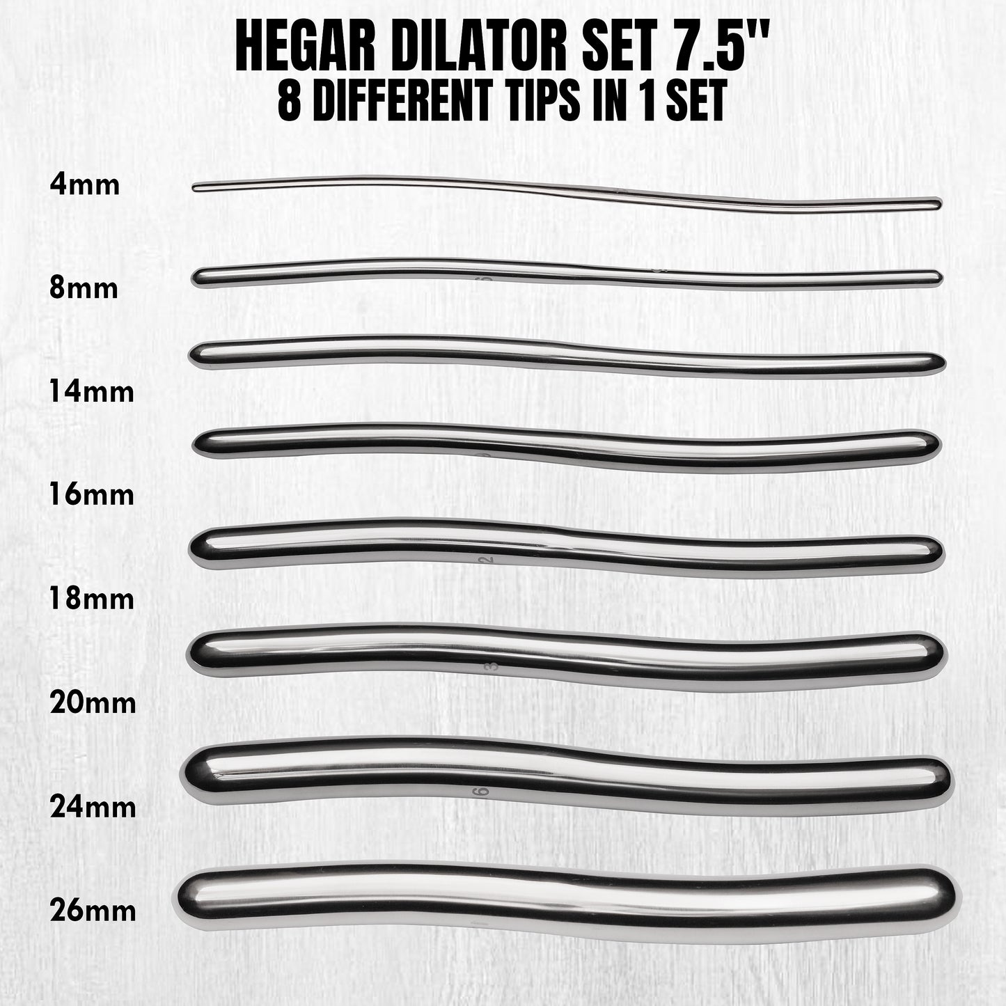 Stainless Steel Medical Dilator Set 14 Sizes | Smooth Polished Finish, Reusable Examination Instrument Kit with Case