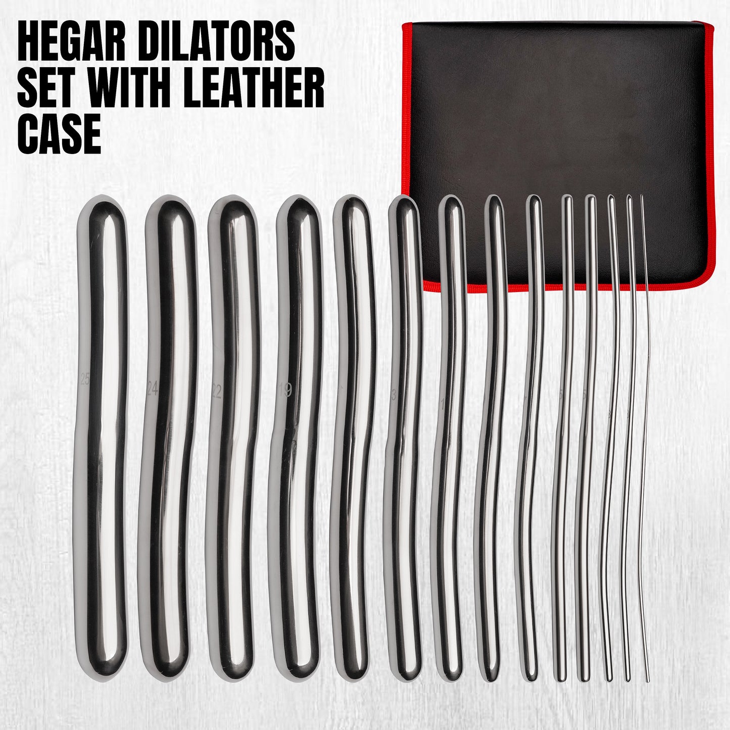 Stainless Steel Medical Dilator Set 14 Sizes | Smooth Polished Finish, Reusable Examination Instrument Kit with Case