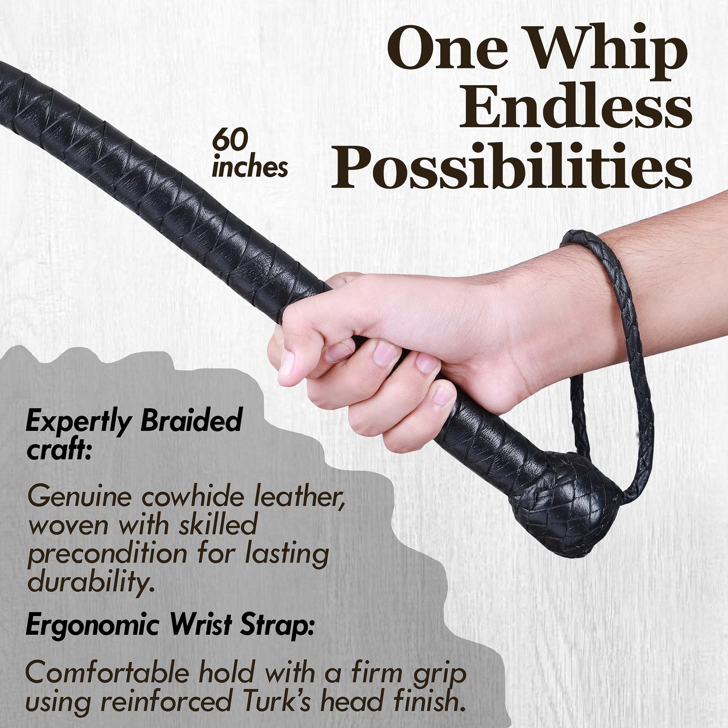 Strand Leather Bullwhip | Hand-Braided Design, Durable Handle, Precision Cracking Whip for Training, Performance & Costume Use (Copy)