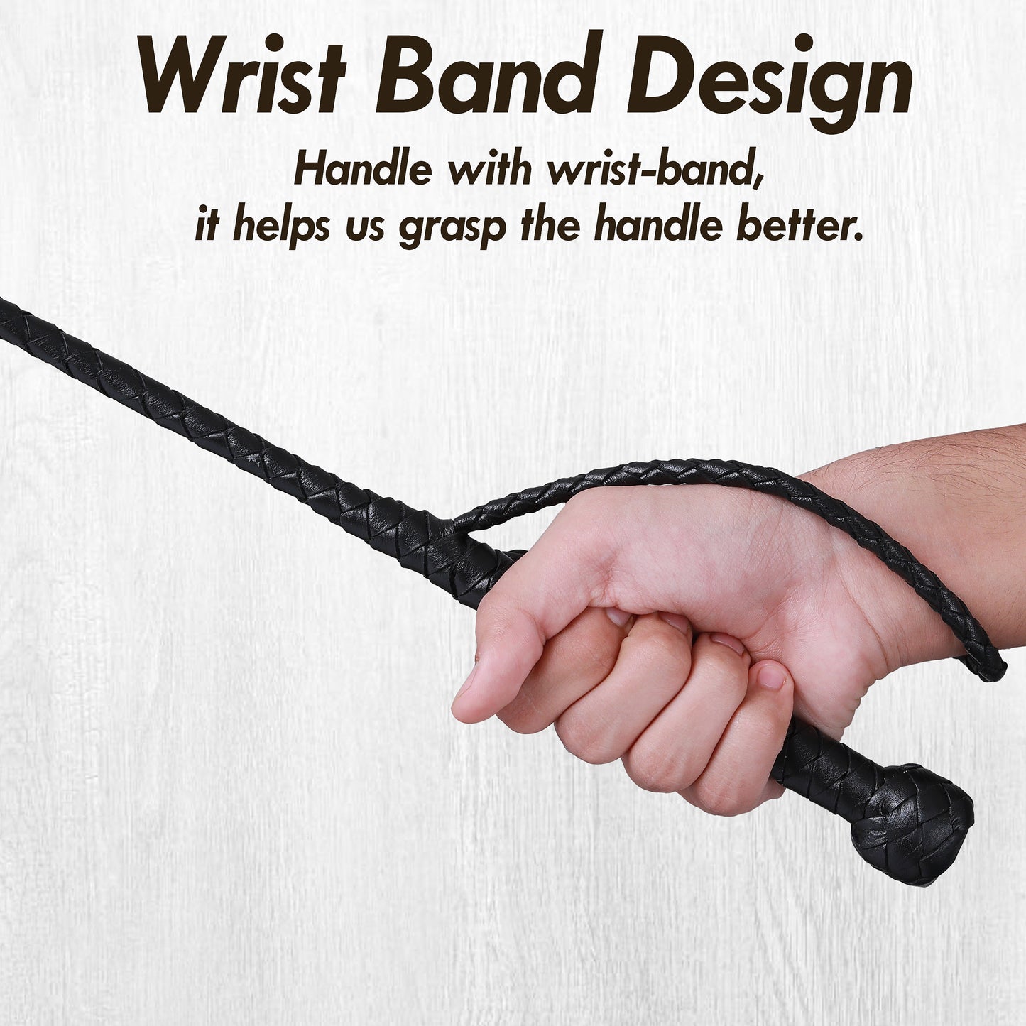 Leather Hand Whip | Durable Braided Design, Comfortable Grip, Flexible Whip for Training, Performance & Costume Use