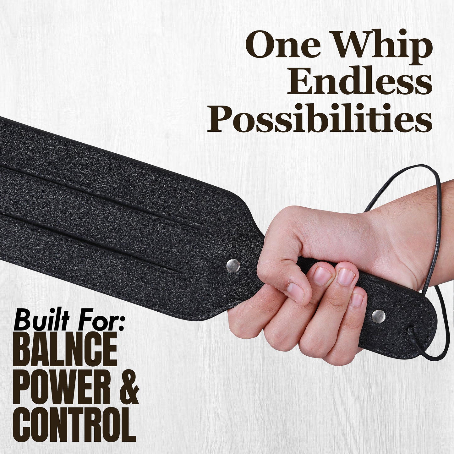 Rouge Black Leather 4 Strap Whip | Durable Multi-Tail Design, Comfortable Handle, Lightweight Impact Play & Costume Accessory (Copy)