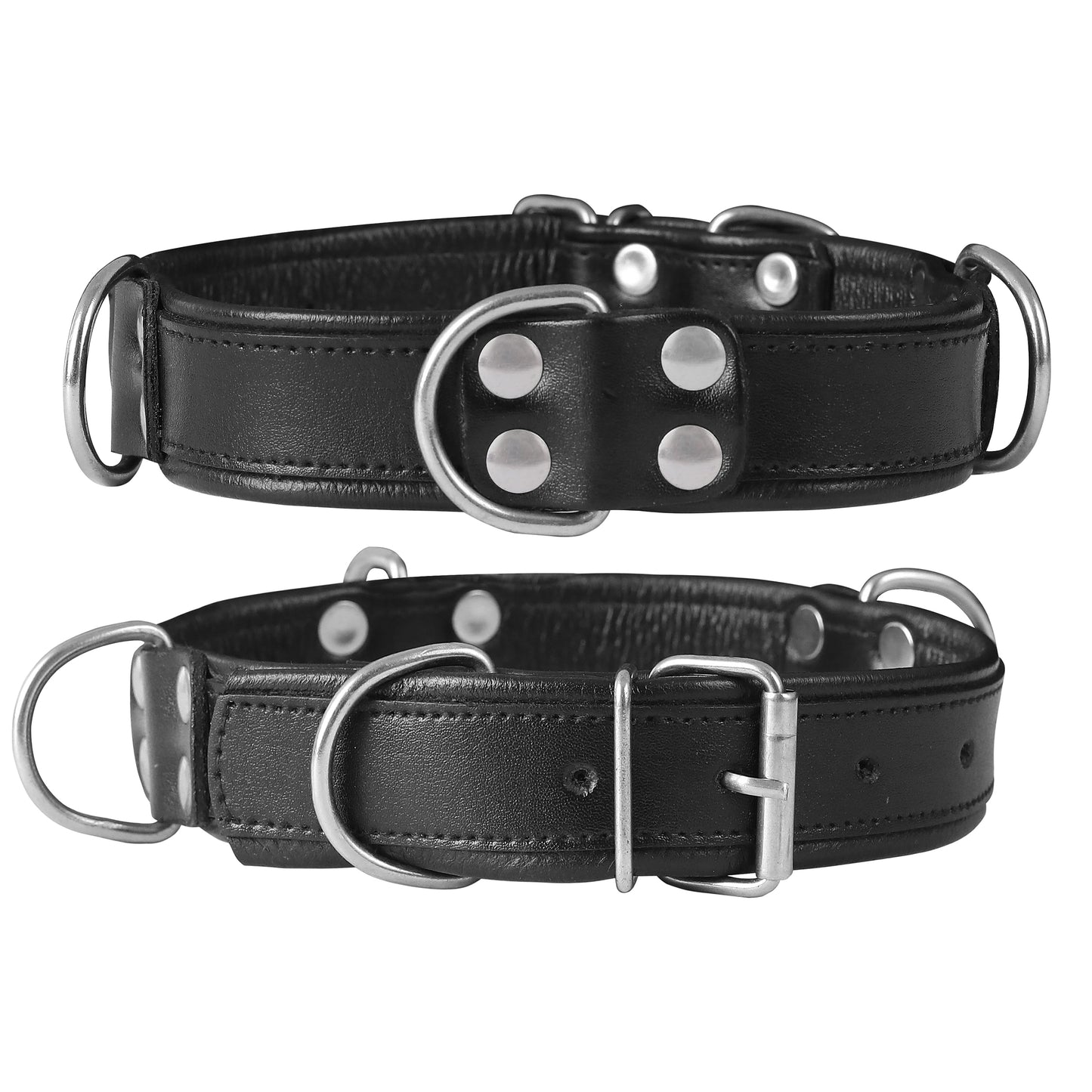 Premium Leather Dog Collar Red & Black | Adjustable Buckle, Strong D-Rings, Rivet Design, Comfortable Fit, Durable Pet Training & Walking Accessory (Copy)