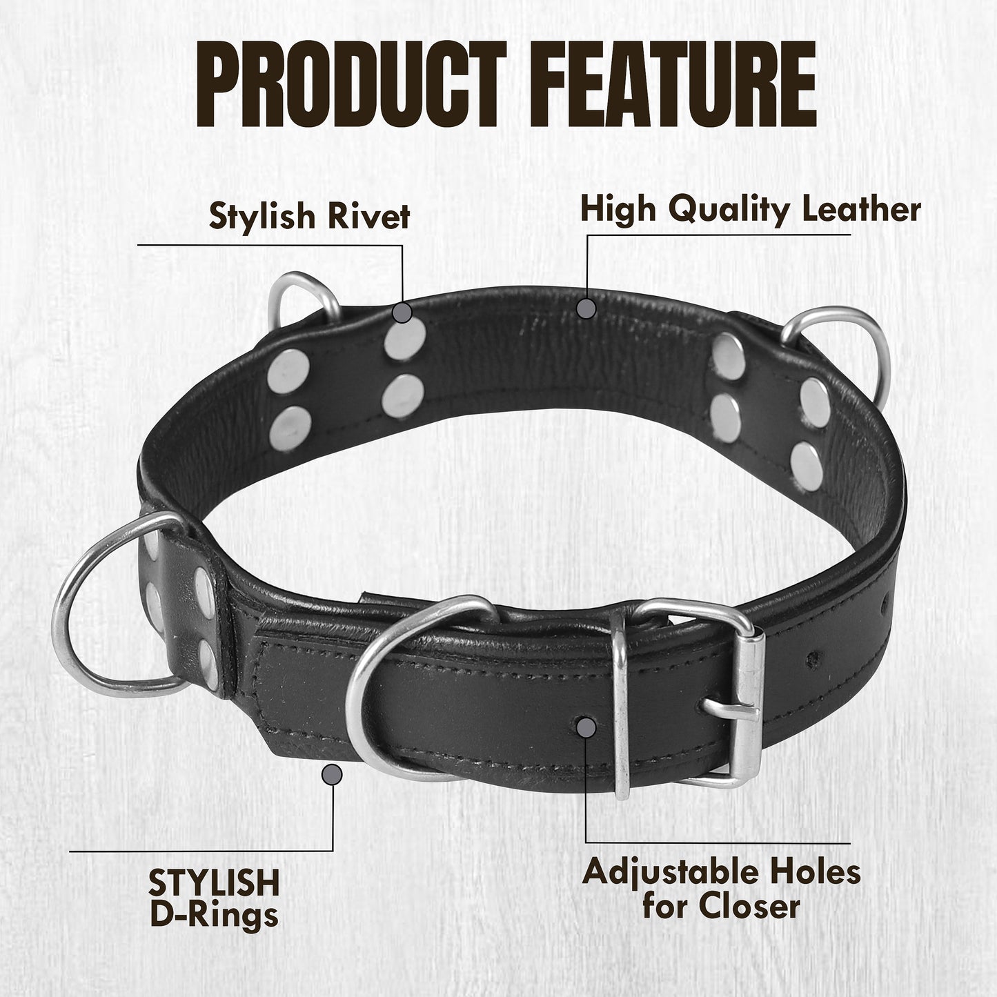 Premium Leather Dog Collar Red & Black | Adjustable Buckle, Strong D-Rings, Rivet Design, Comfortable Fit, Durable Pet Training & Walking Accessory (Copy)