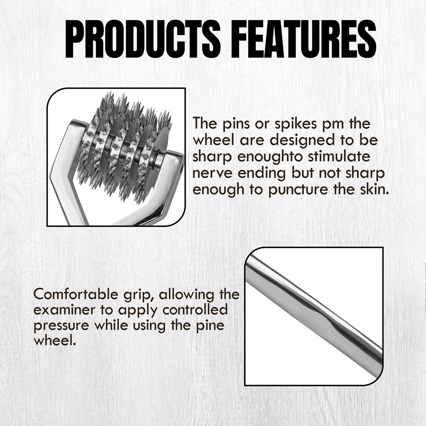 Wartenberg Neuro Pinwheel Stainless Steel Nerve Tester | Medical Diagnostic Sensory Examination Tool for Neurology, Therapy & Training