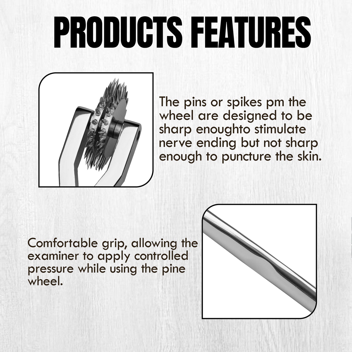 Wartenberg Neuro Pinwheel Stainless Steel Nerve Tester | Medical Diagnostic Sensory Examination Tool for Neurology, Therapy & Training