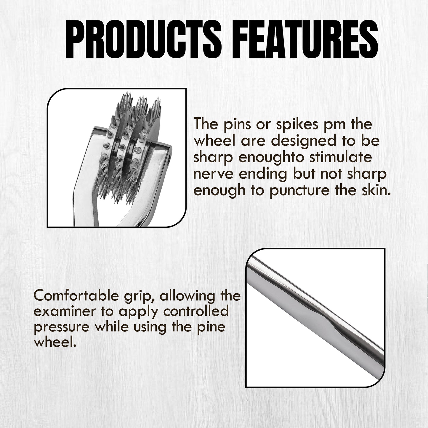 Wartenberg Neuro Pinwheel Stainless Steel Nerve Tester | Medical Diagnostic Sensory Examination Tool for Neurology, Therapy & Training