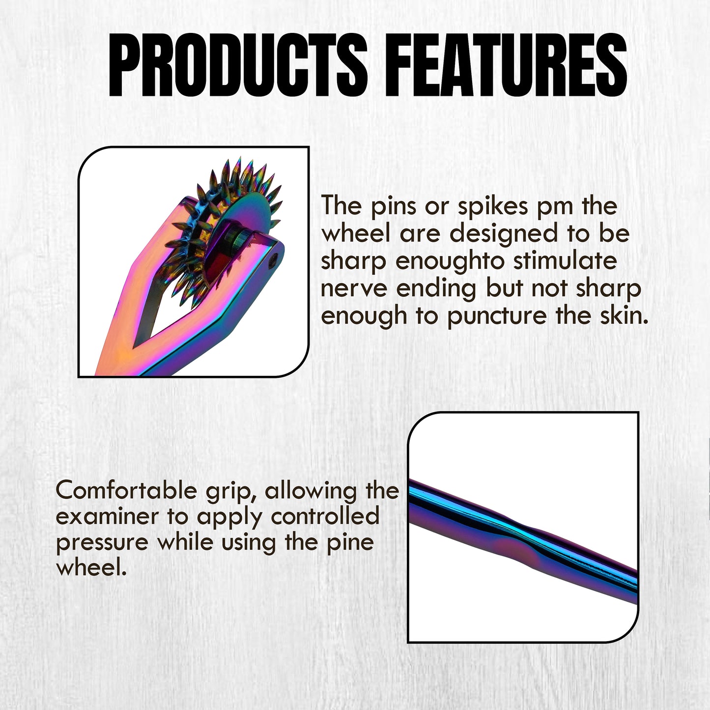 Wartenberg Neuro Pinwheel  Head Rainbow Stainless Steel Nerve Tester | Medical Diagnostic Sensory Examination Tool for Therapy and Training