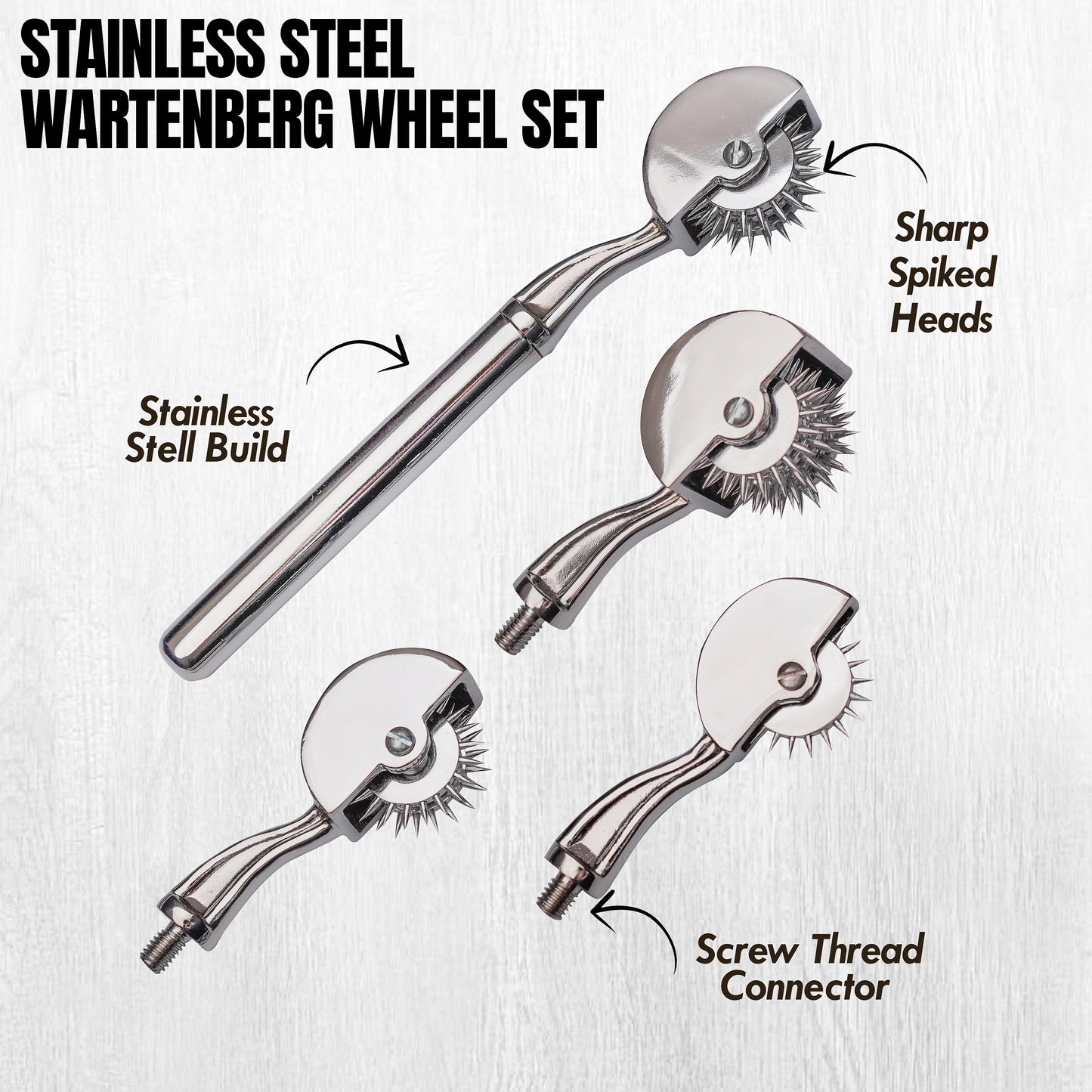 Wartenberg Pinwheel Set Stainless Steel Nerve Tester Kit | Multi Wheel Sensory Examination Tools for Medical Neurology, Therapy & Training