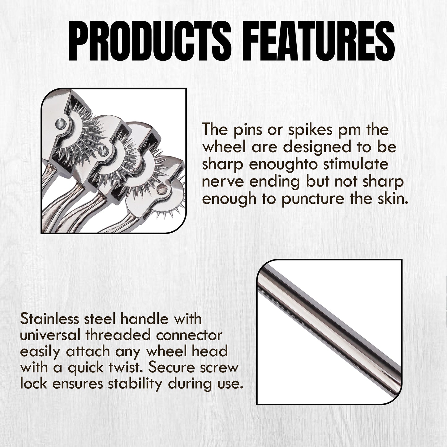 Wartenberg Pinwheel Set Stainless Steel Nerve Tester Kit | Multi Wheel Sensory Examination Tools for Medical Neurology, Therapy & Training