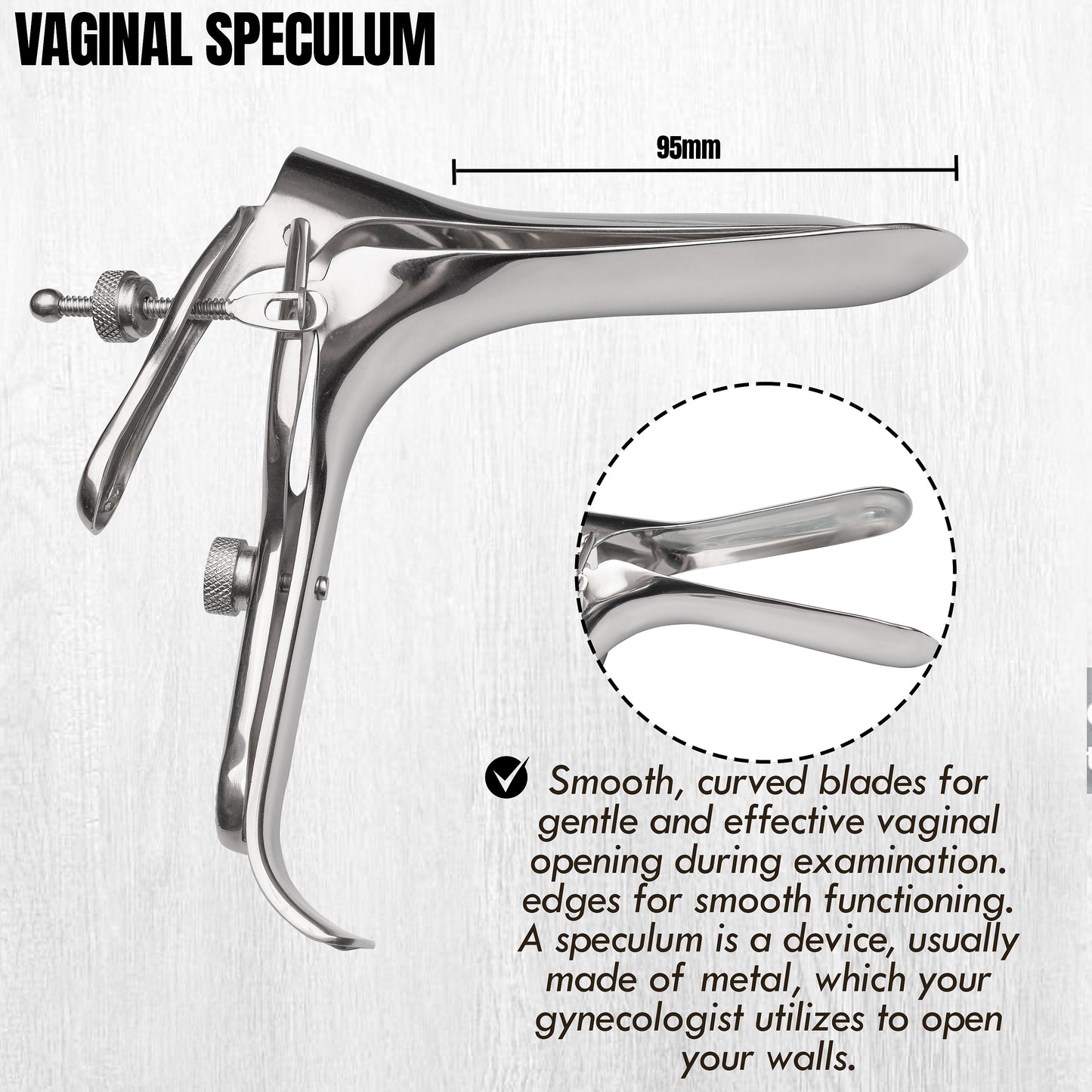 Stainless Steel Vaginal Speculum | Adjustable Duckbill Design, Reusable Medical Examination Instrument