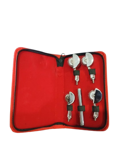 4-in-1 Wartenberg Pinwheel Set with Interchangeable Heads – Sensory Testing Tool in Black & Red Travel Pouch
