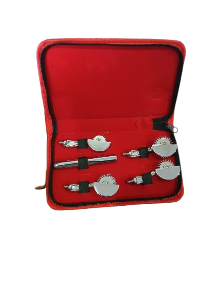 4-in-1 Wartenberg Pinwheel Set with Interchangeable Heads – Sensory Testing Tool in Black & Red Travel Pouch