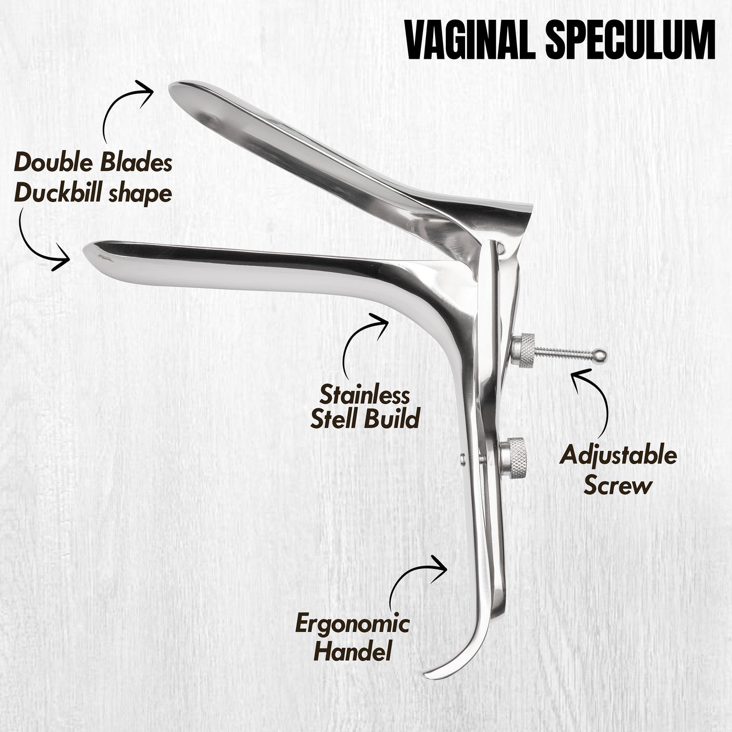 Stainless Steel Vaginal Speculum | Adjustable Duckbill Design, Reusable Medical Examination Instrument