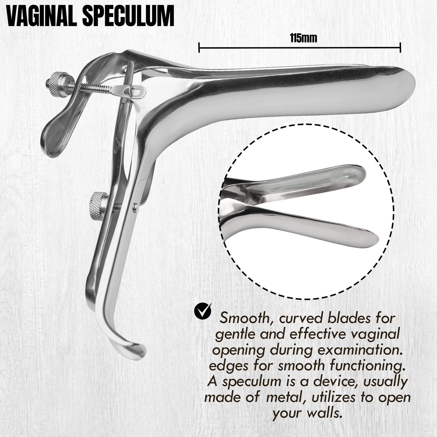Stainless Steel Vaginal Speculum | Adjustable Duckbill Design, Reusable Medical Examination Instrument